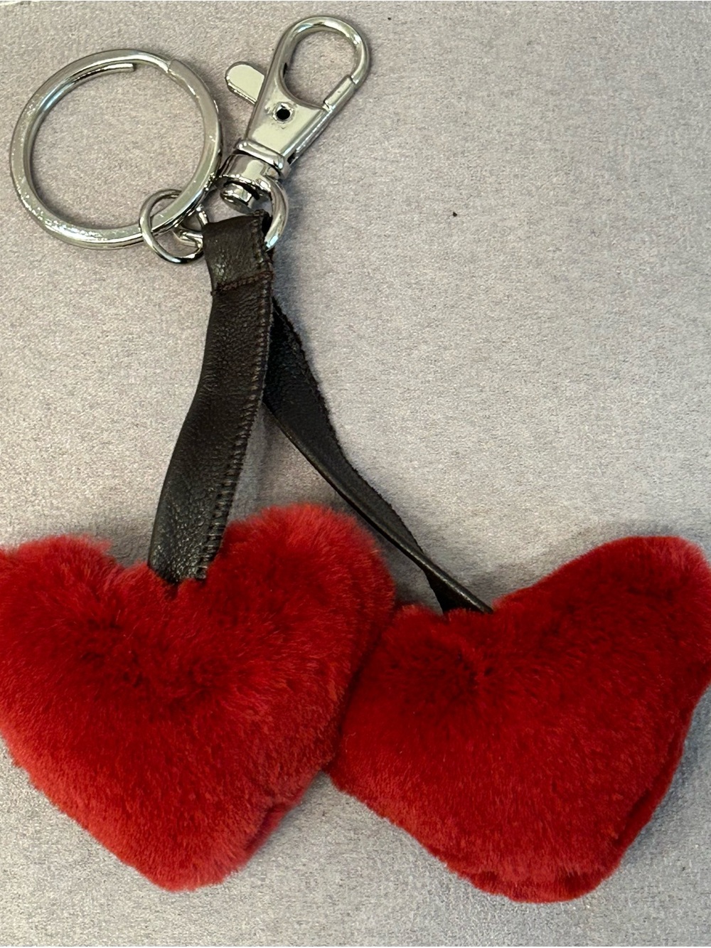 Red Heart Fur Keychain Accessory or Purse Charm - Women's Accessories